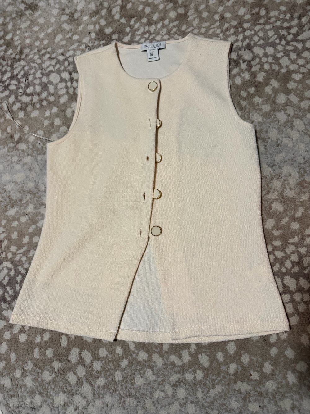 Rachel Zoe Cream Sleeveless Ring-Front Tank